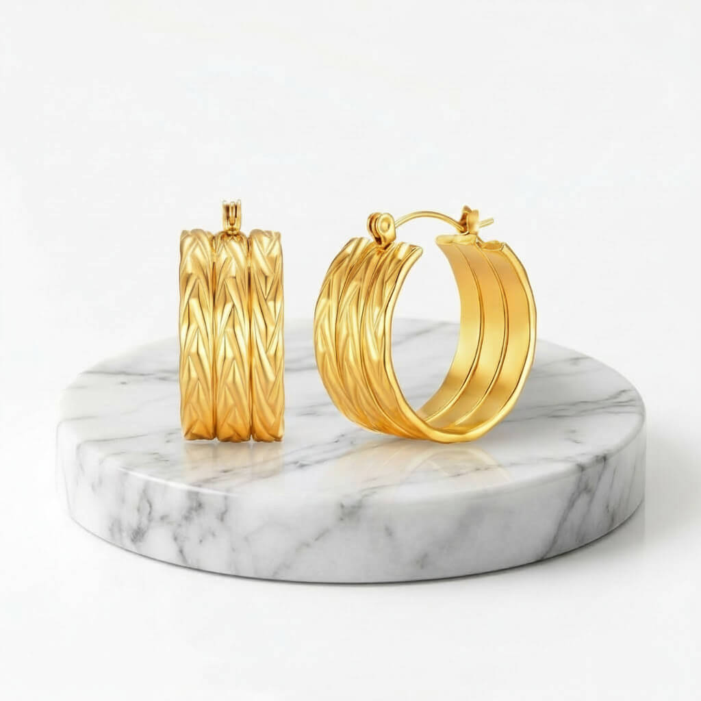 Echo Triple Gold Hoop