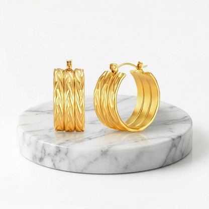 Echo Triple Gold Hoop