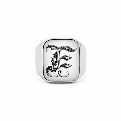 Shade Initial Signet Ring