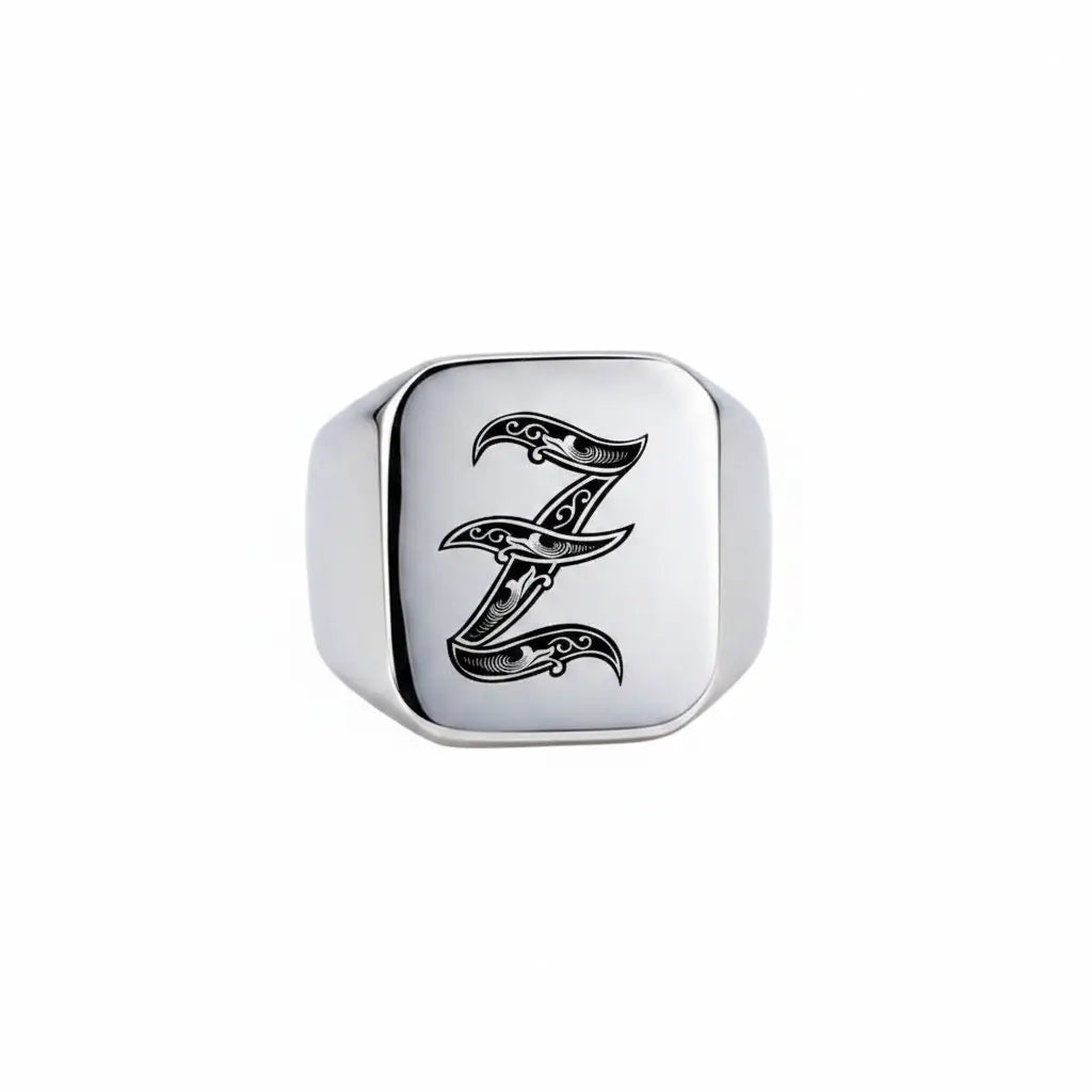 Shade Initial Signet Ring