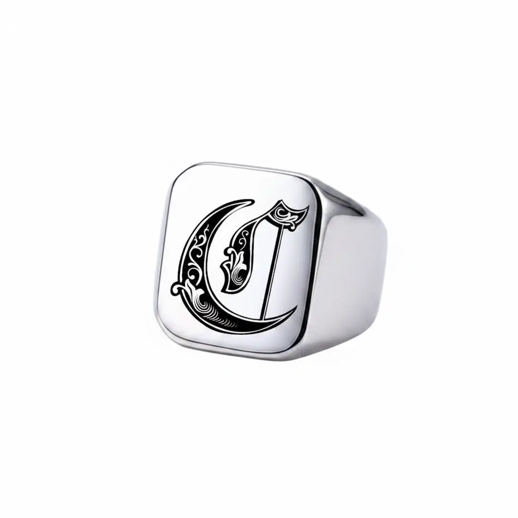 Shade Initial Signet Ring