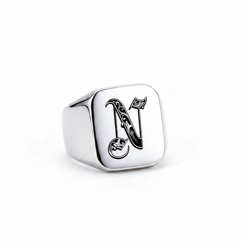 Shade Initial Signet Ring