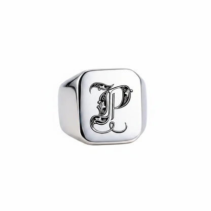 Shade Initial Signet Ring