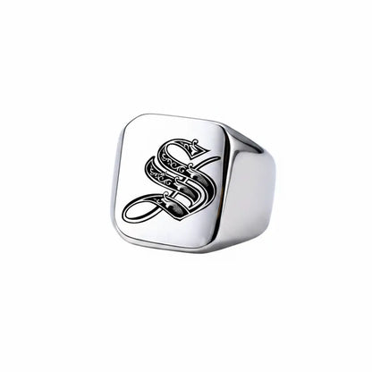 Shade Initial Signet Ring