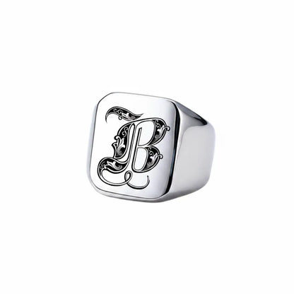 Shade Initial Signet Ring