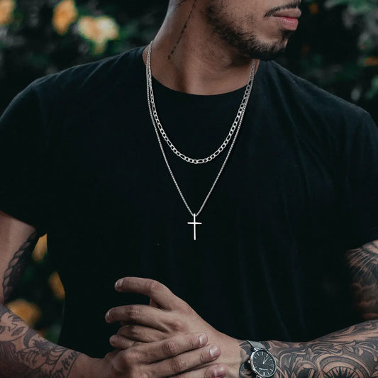 Shade Layered Cross Necklace