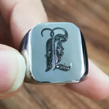 Shade Initial Signet Ring