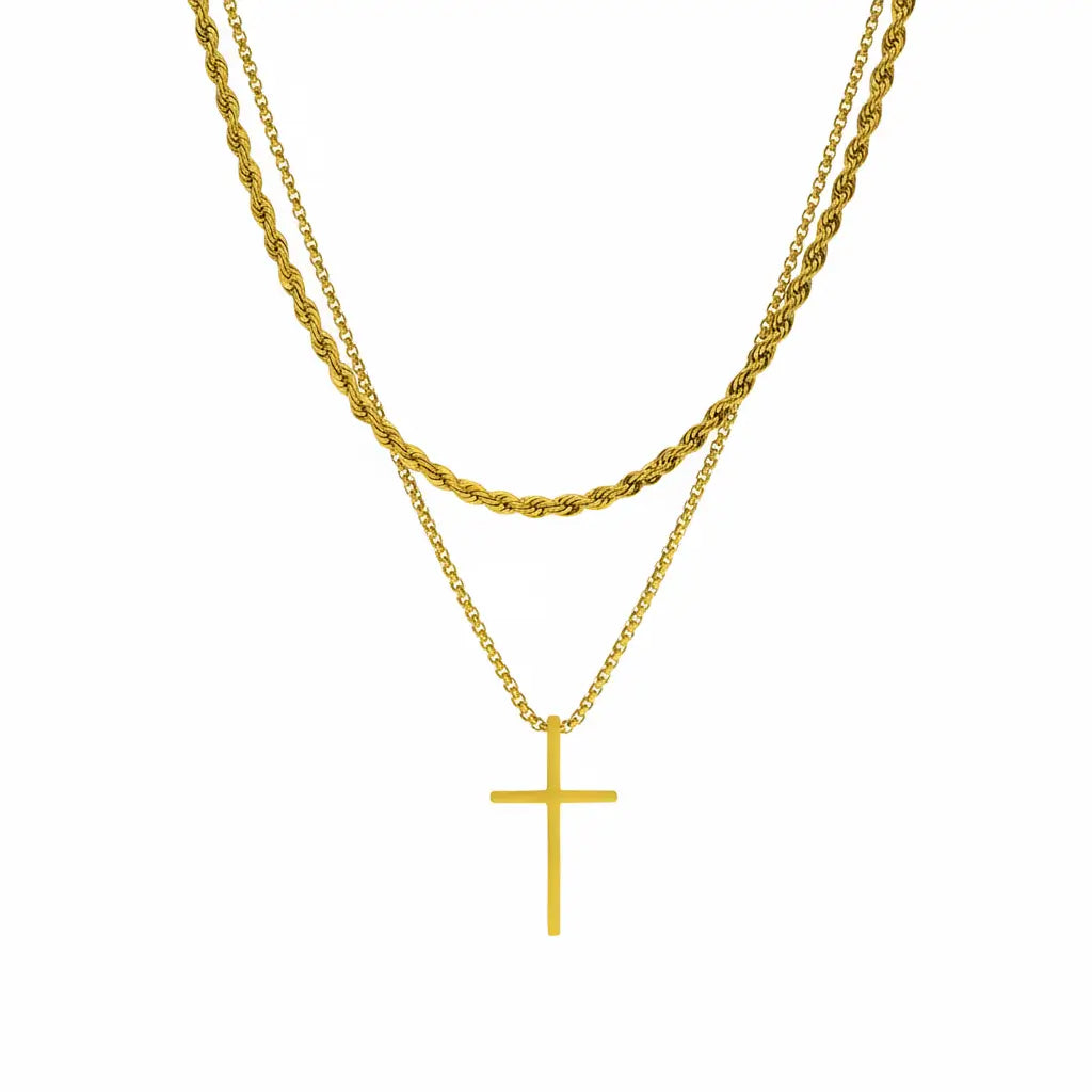 Shade Layered Cross Necklace