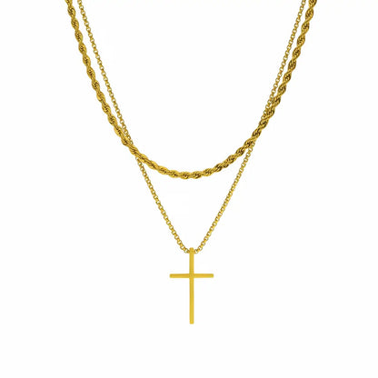 Shade Layered Cross Necklace
