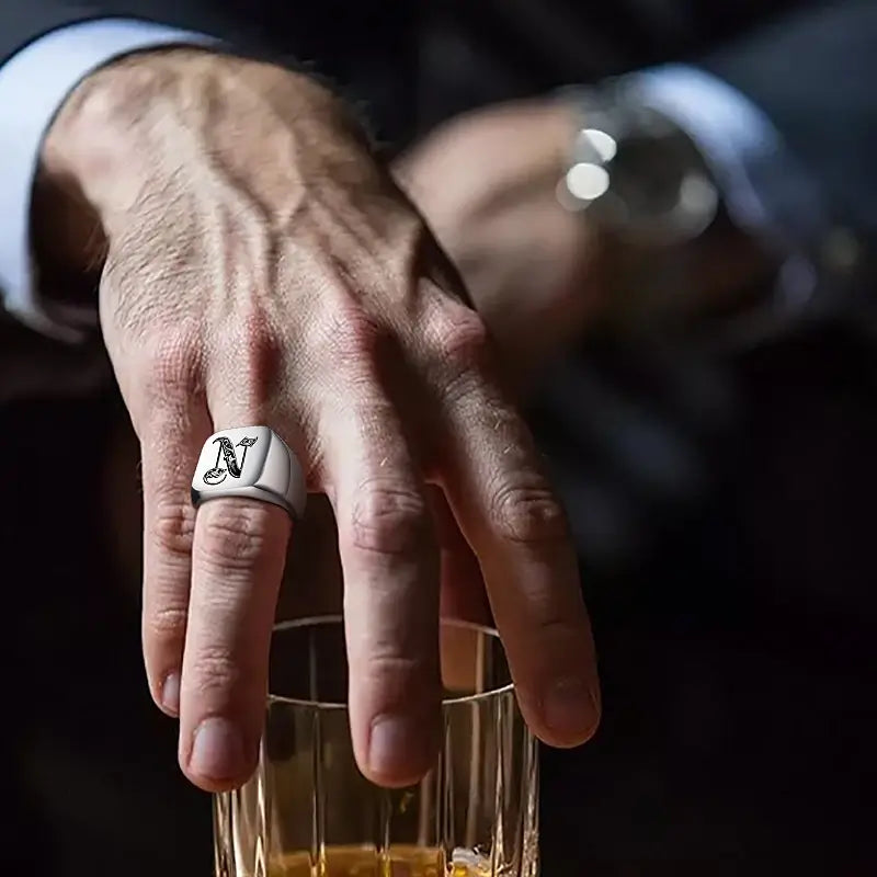 Shade Initial Signet Ring