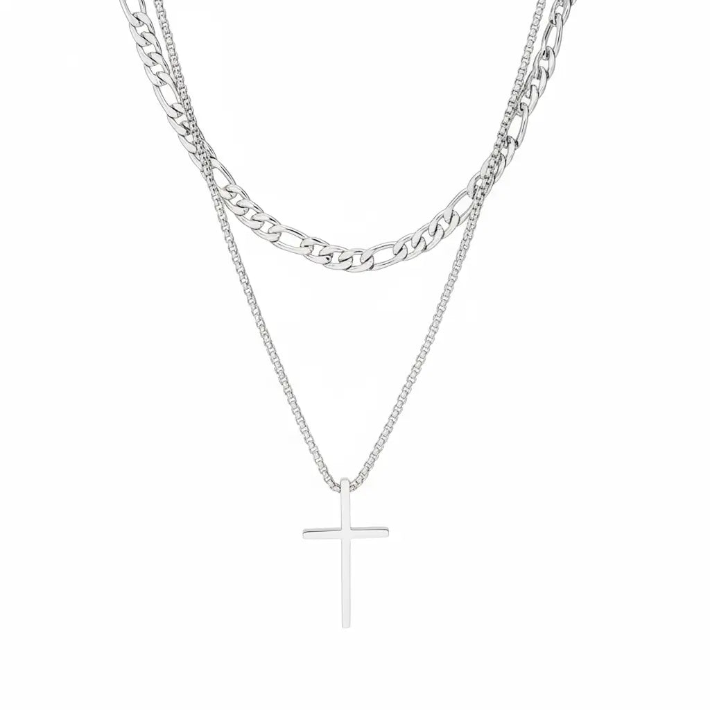 Shade Layered Cross Necklace