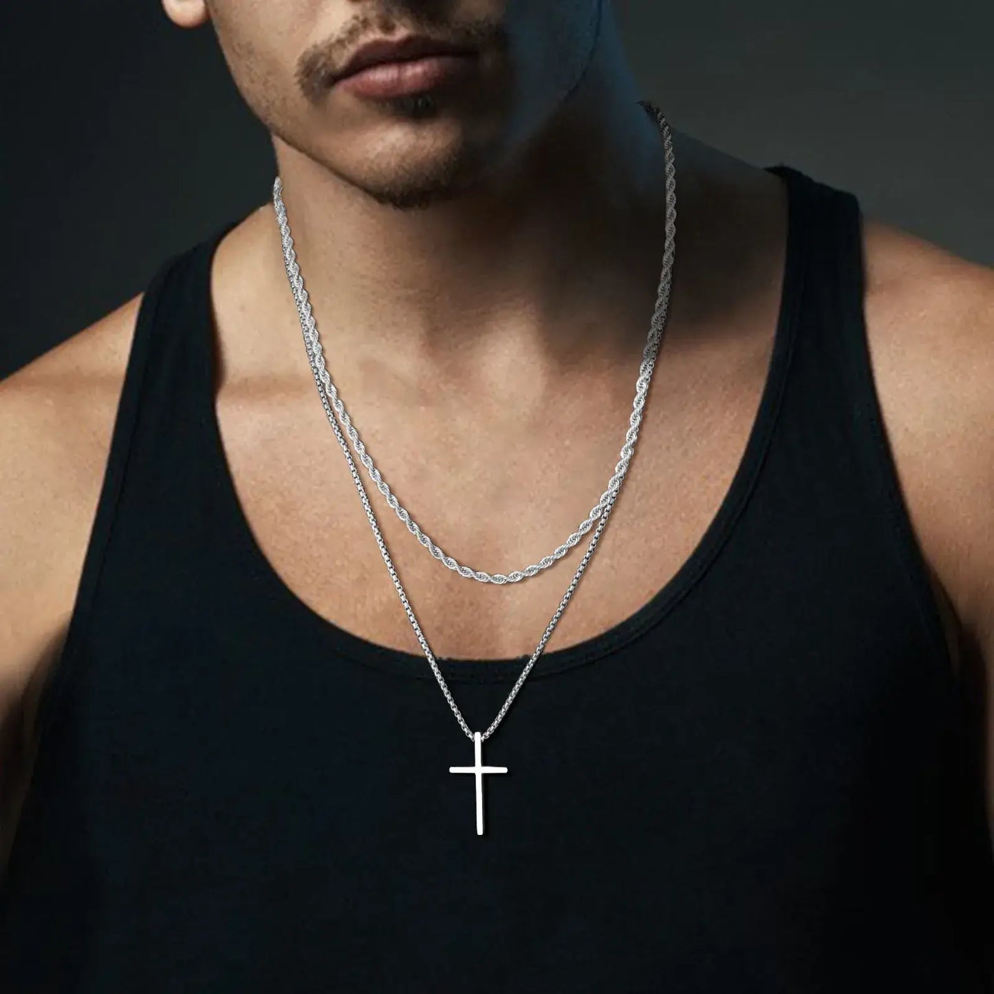 Shade Layered Cross Necklace