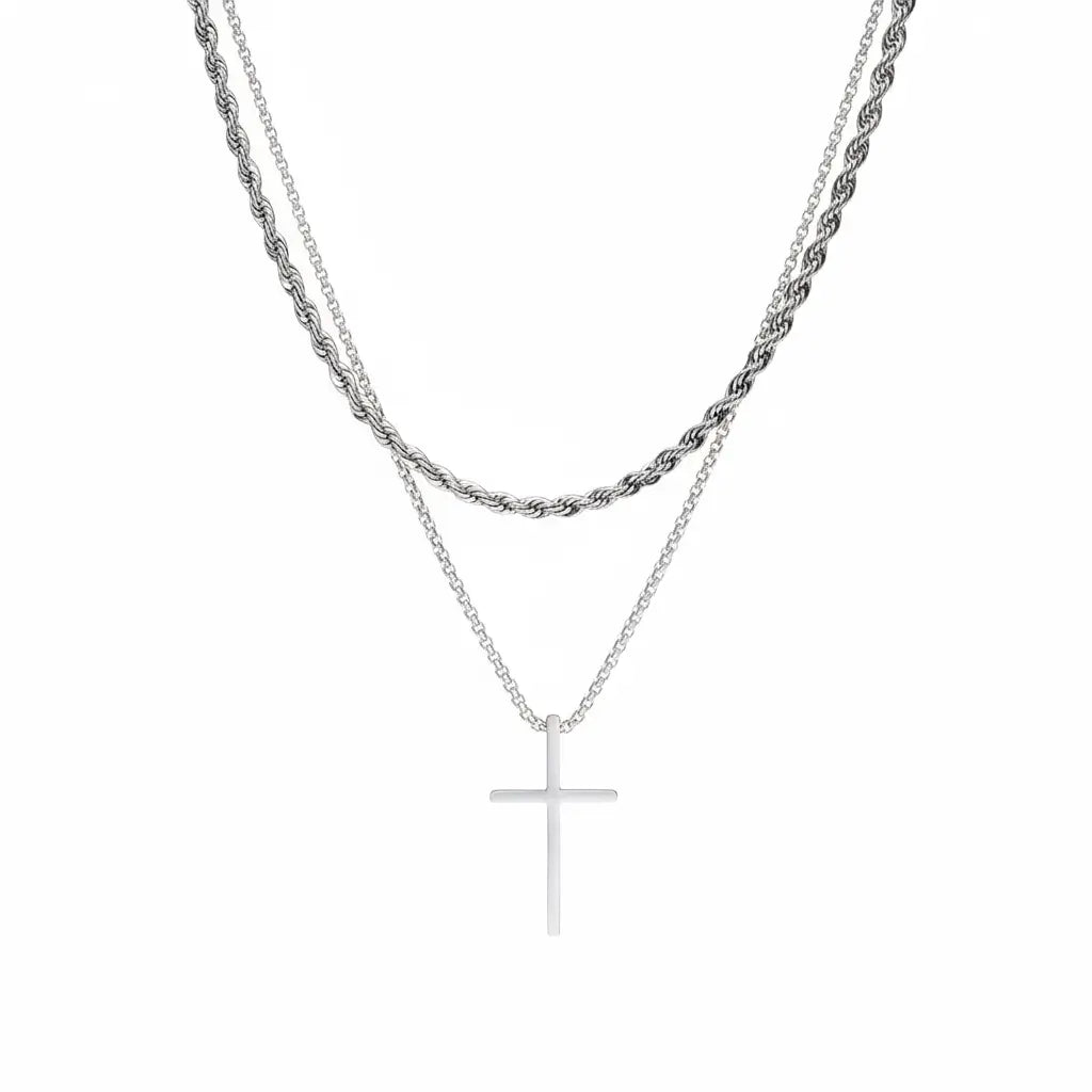 Shade Layered Cross Necklace