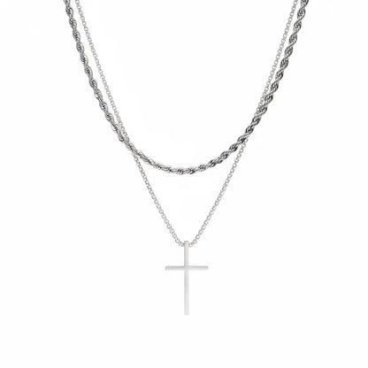 Shade Layered Cross Necklace