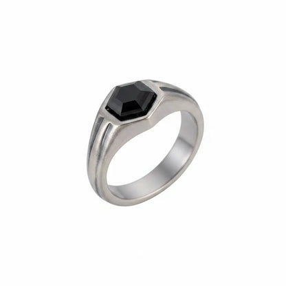 Bague hexagonale noire ombrée