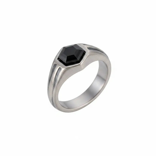 Bague hexagonale noire ombrée