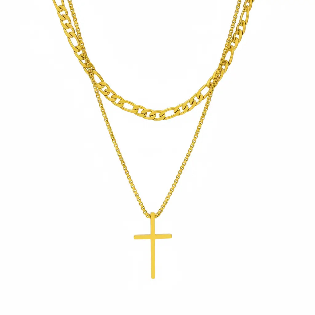 Shade Layered Cross Necklace