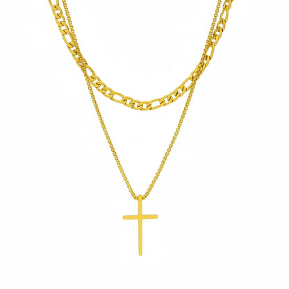Shade Layered Cross Necklace