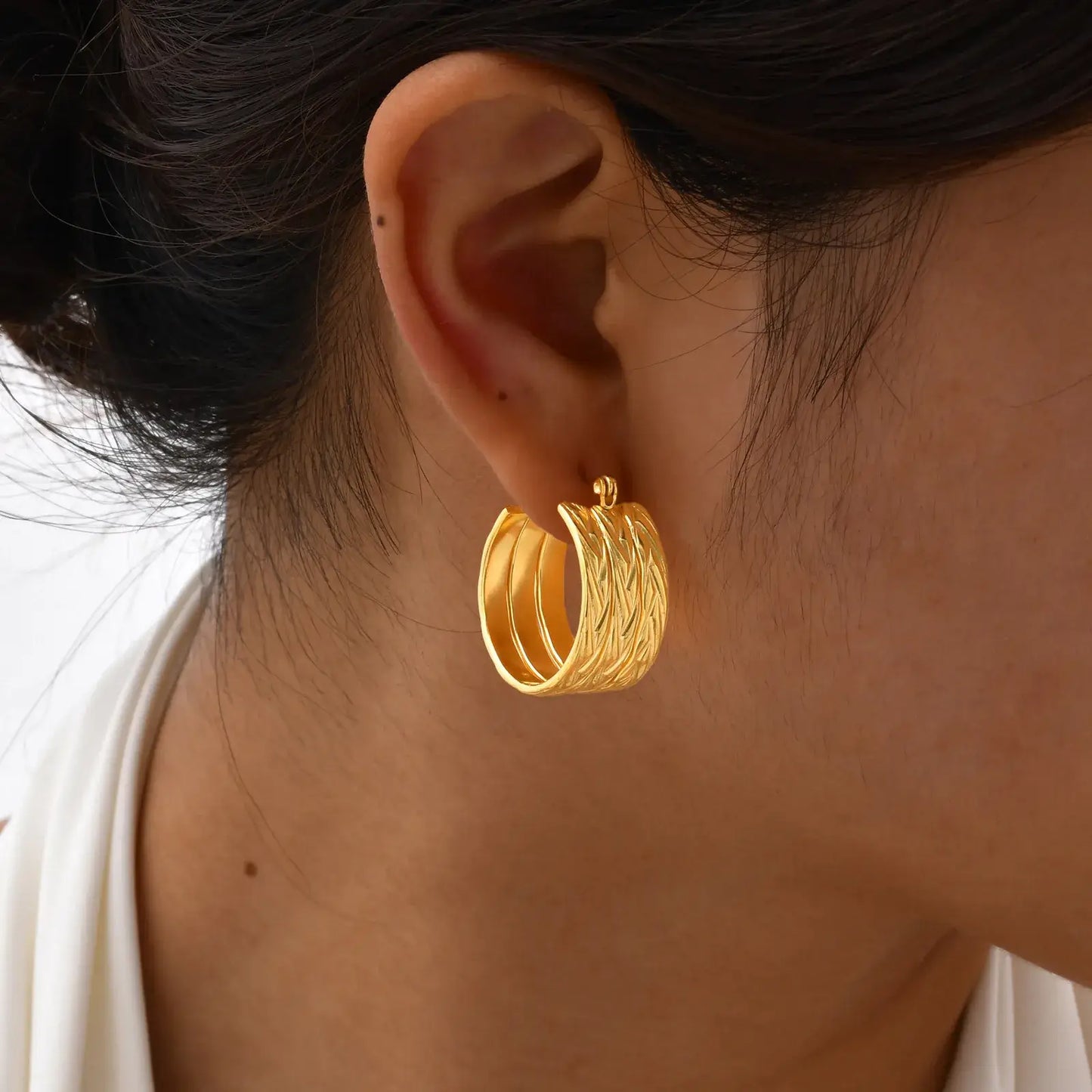 Echo Triple Gold Hoop