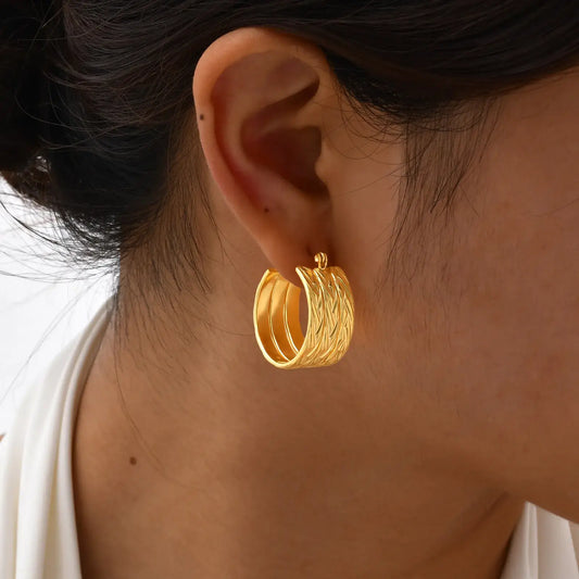 Echo Triple Gold Hoop
